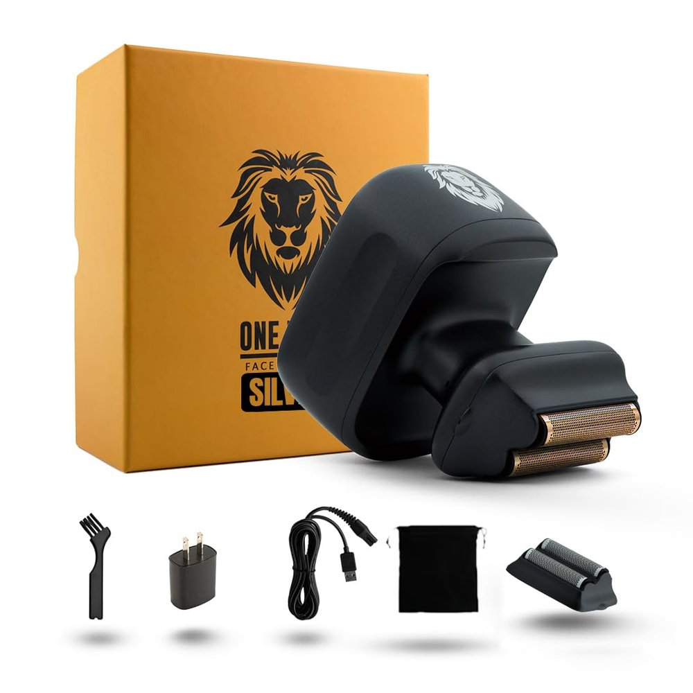Skull Shaver One Lion Silver PRO Foil Shaver - Precision Shaving for Men - Japanese Stainless Steel Foils - Wet/Dry Use - Ergonomic Handle - Cordless & Electric