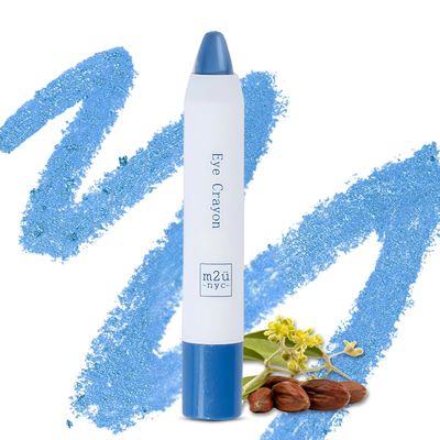 M2U NYC Ultra Creamy Eye Shadow Stick  (Electric Blue) Shimmer Cream Eyeshadow Pencil Crayon - Moisturizing Eye Brightener Stick & Highlighter  Smudge Proof, Buildable & Lightweight Formula