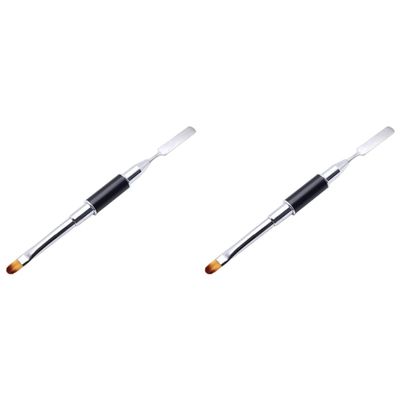 FRCOLOR 2pcs Flat Brush Pen for Manicure Gel Nail Brush for Builder Gel Nail Art Accessories