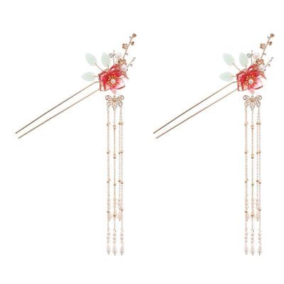 KALLORY 2pcs Chinese Flower Hair Stick Multi-functional Hair Clip for Women for and Traditional Styles Lightweight and Design