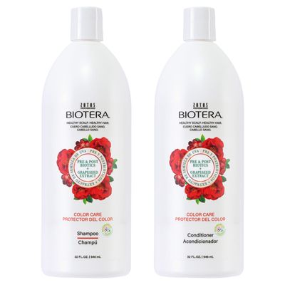 BIOTERA Color Care Shampoo and Conditioner Set | Extends & Maintains Color-Treated Hair | Microbiome Friendly | Vegan & Cruelty Free | Paraben Free | Color-Safe | 32 Fl Oz