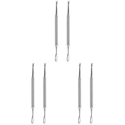 FRCOLOR 6pcs Stainless Steel Cuticle Remover Tool Professional Dead Skin Pusher Trimmer for Pedicure Nail Care Silver Finish for Home Salon Use