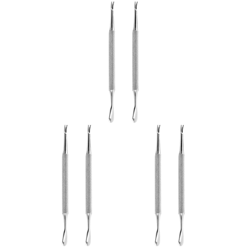 FRCOLOR 6pcs Stainless Steel Cuticle Remover Tool Professional Dead Skin Pusher Trimmer for Pedicure Nail Care Silver Finish for Home Salon Use