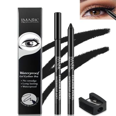 LYSdefeu 1 Pcs Matte Black Waterproof Smudge-proof Gel Eyeliner Pencil, Fade-Proof Cream Eye Liner Pencil Smooth Water Line Pen,Cat Eye/Smoky Eye Makeup Pen with Sharpener,Gift for Older Women Teens