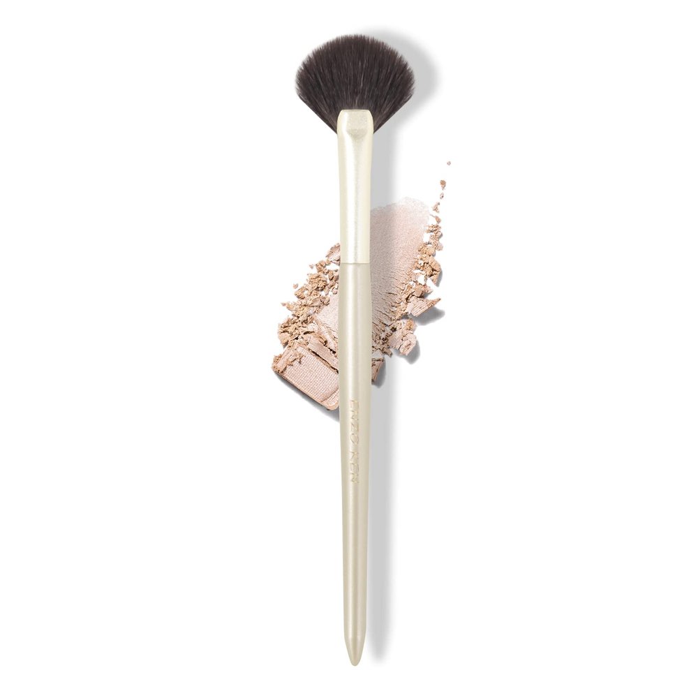 ENZO KEN Fan Makeup Brush, Natural Hair Makeup Brush, Eye Makeup Fan Brushes, Small Powder Brushes, Nose Contour Brush for Makeup, Detail Blush Brush, Natural Blush Brushes Fluffy. Gold, E209
