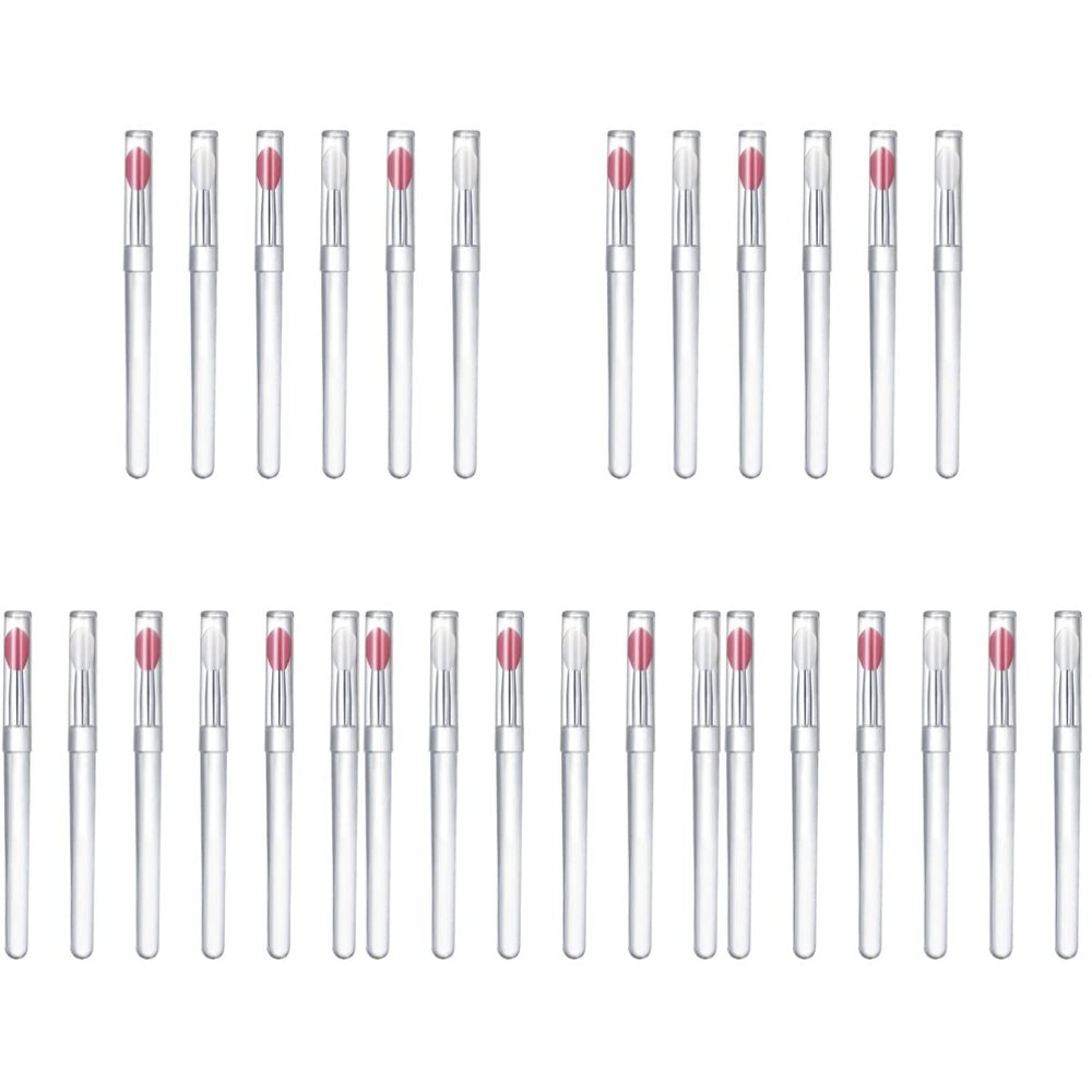 minkissy 30pcs Silicone Lip Brushes Dust Covers Portable Makeup Applicators for Lipstick Lip Gloss for Routine