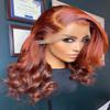 13x6 Lace Front Wigs for Women Ginger Human Hair Lace Front Wig Right Side Part Body Wave Frontal Wig 200% Density Glueless Pre Plucked With Baby Hair (18inch,Ginger ) view 3