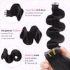 100G Tape in Hair Extensions Human Hair Body Wave for Black Women PU Tape on Extension 20 Inches Natural Black Virgin Hair 40Pcs Double Sided Invisible Tapes in Hair Extension view 3