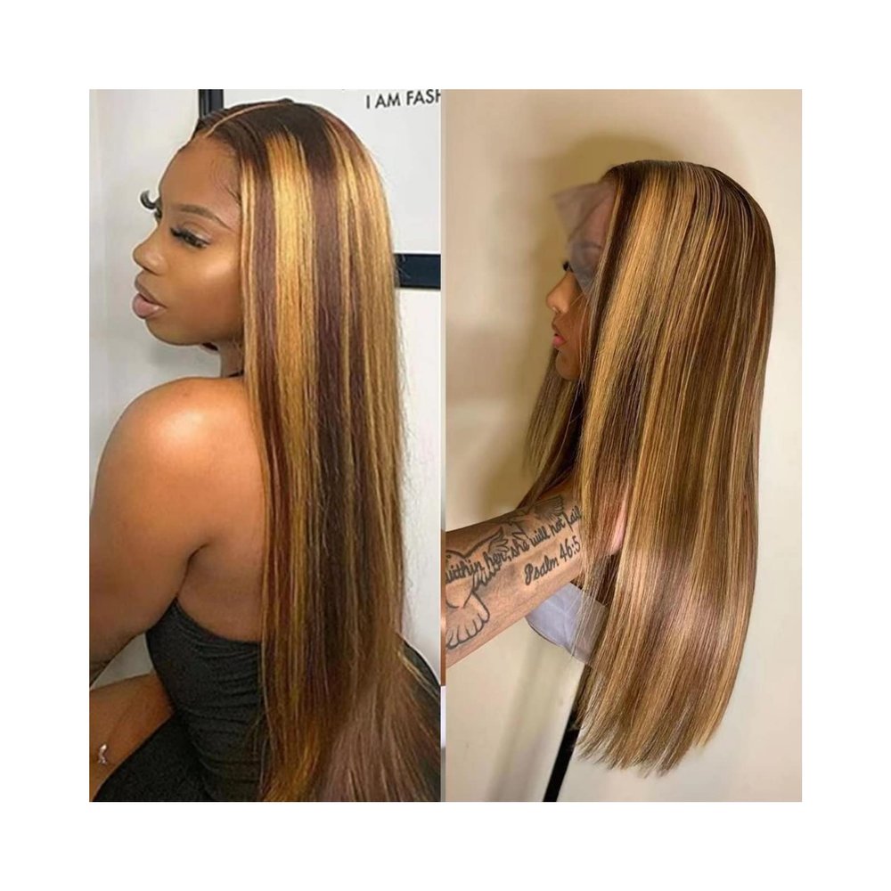 13x4 Brown honeyTransparent Lace Front Wigs Human Hair . Glueless Transparent HD Lace Frontal Wigs Pre Plucked With Baby Hair .150 Density Pre Plucked Human straight Hair Wigs for Black Women(18inck)