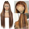 13x4 Brown honeyTransparent Lace Front Wigs Human Hair . Glueless Transparent HD Lace Frontal Wigs Pre Plucked With Baby Hair .150 Density Pre Plucked Human straight Hair Wigs for Black Women(18inck) view 2