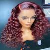 13x6 Lace Front Wigs for Women 99J Lace Front Wigs Human Hair Right Side Part Loose Deep Wave Wig 200% Density Glueless Pre Plucked With Baby Hair (16inch,99J ) view 2