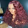 13x6 Lace Front Wigs for Women 99J Lace Front Wigs Human Hair Right Side Part Loose Deep Wave Wig 200% Density Glueless Pre Plucked With Baby Hair (16inch,99J ) view 4