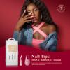 264PCS Half Matte Almond Fake Nail Tips, ROSALIND Clear Full Cover Medium False Nails Shape Soft Almond Gel Nail Tips12 Sizes Kit Nail Tips Acrylic Press on Nails (One-Sided No File) view 2