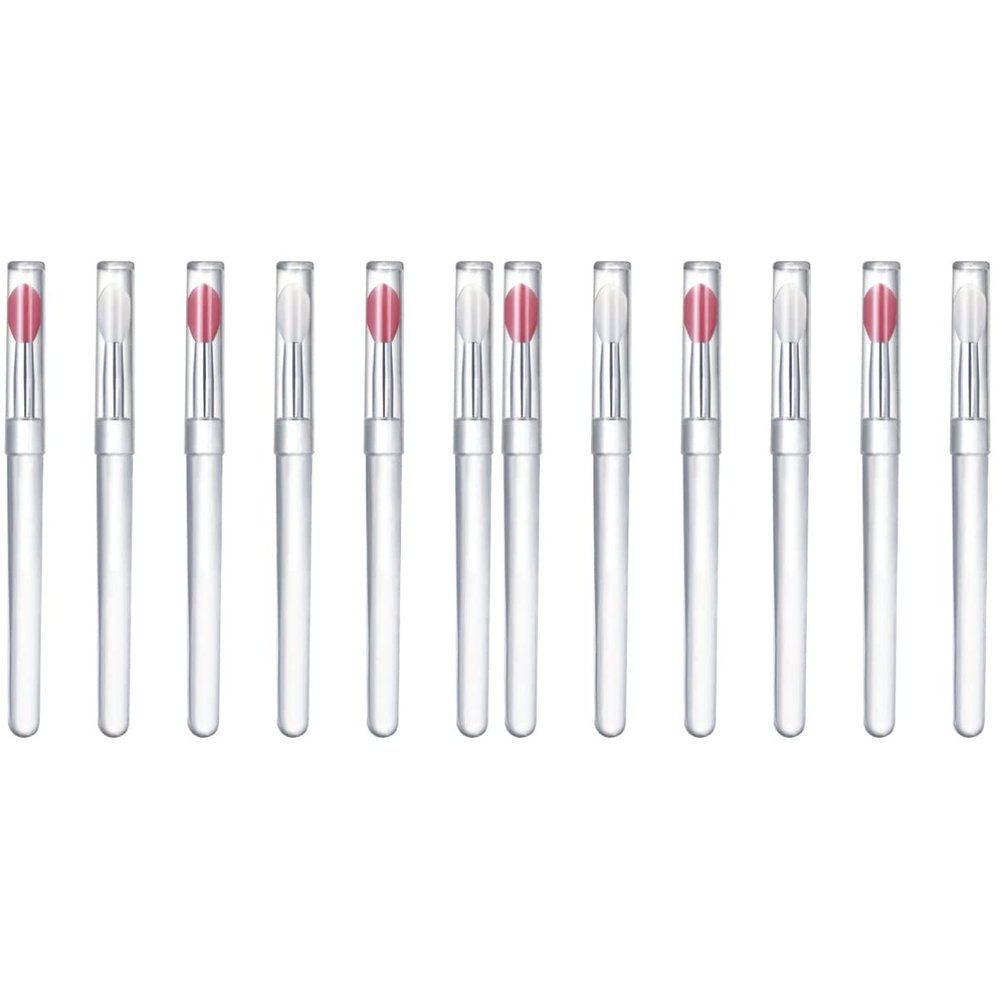 minkissy 12pcs Silicone Lip Brushes Lids Portable Lipstick Applicator and Lip Mask Brushes for Easy Makeup Application