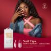 ROSALIND Half Matte Medium Coffin Fake Nail Tips, 264PCS Press on Nails Coffin Full Cover Medium False Nail Tips DIY Manicure Salon Artificial Extension Nails(One-Sided No File) view 2