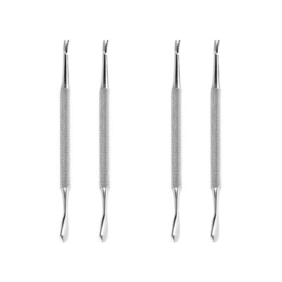 minkissy 4pcs Stainless Steel Cuticle Remover Tool Dead Skin Cuticle Pusher Trimmer for Professional Nail Care Silver Design for Pedicure Manicure
