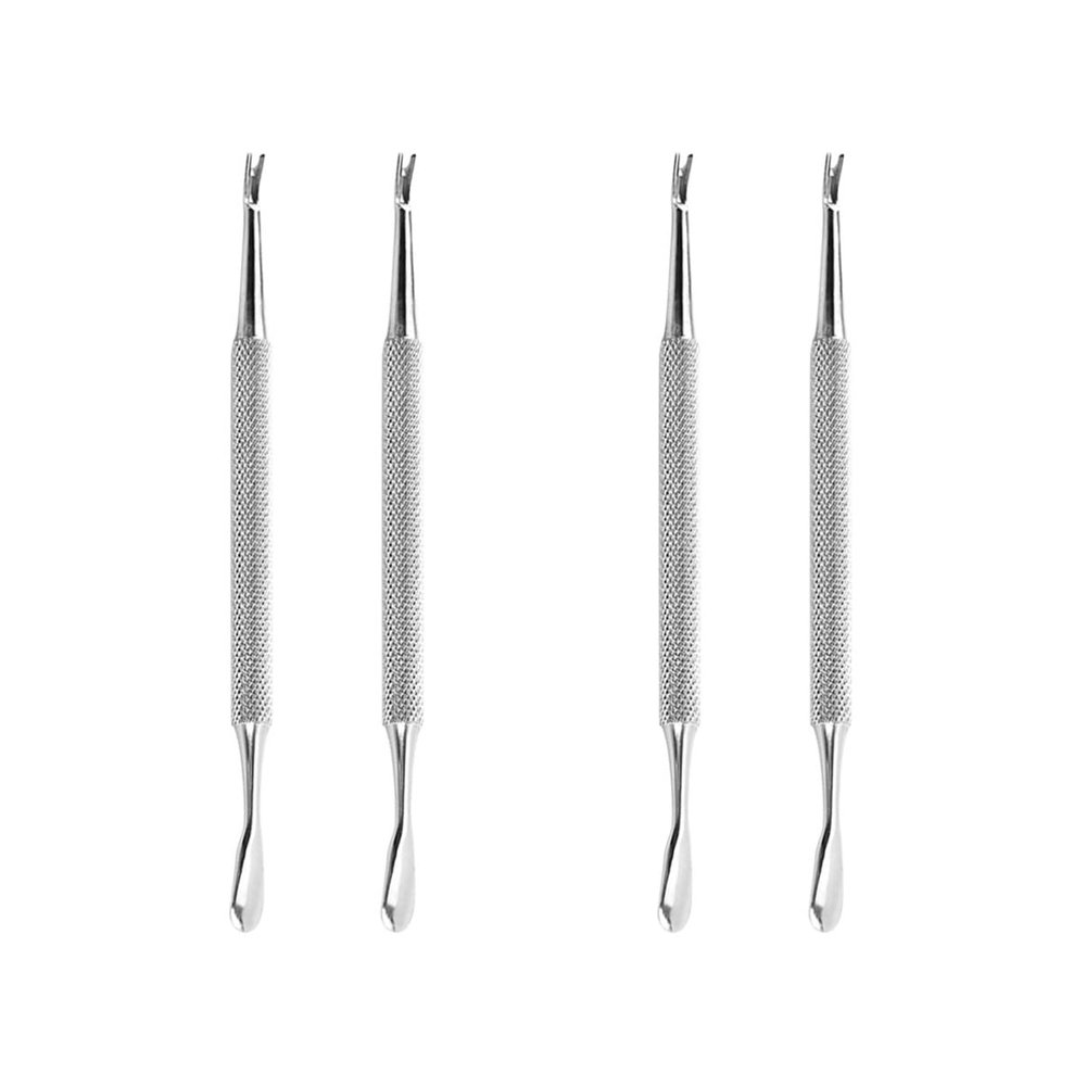 minkissy 4pcs Stainless Steel Cuticle Remover Tool Dead Skin Cuticle Pusher Trimmer for Professional Nail Care Silver Design for Pedicure Manicure