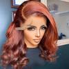 13x6 Lace Front Wigs for Women Ginger Human Hair Lace Front Wig Right Side Part Body Wave Frontal Wig 200% Density Glueless Pre Plucked With Baby Hair (20inch,Ginger) view 4