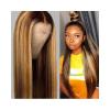 13x4 Brown honeyTransparent Lace Front Wigs Human Hair . Glueless Transparent HD Lace Frontal Wigs Pre Plucked With Baby Hair .150 Density Pre Plucked Human straight Hair Wigs for Black Women(20inck) view 2
