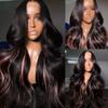 13x4 HD Lace Front Wigs Human Hair Pink Highlight Human Hair Wigs for Black Women Loose Body Wave 180% Density Glueless Wigs Human Hair Pre Plucked(26inch,1B/Pink) view 1