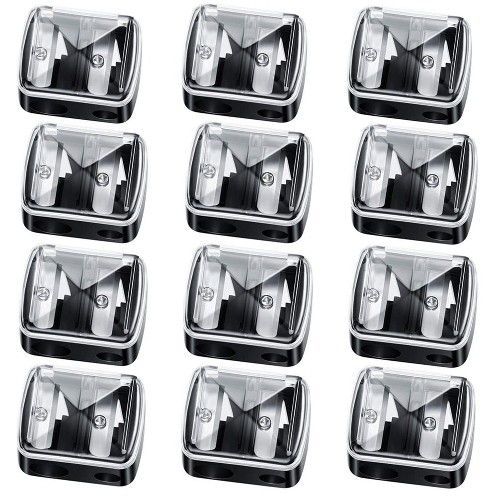 baixikly 12 Pieces Cosmetic Pencil Sharpeners Lip Liner Sharpener Eyeliner Sharpener 2 Holes Makeup Pencil Sharpener