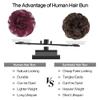 FESHFEN Human Messy Buns - 100% Human Hair Bun Real Scrunchies Hair Pieces Ponytail Extensions Wavy Tousled Updo Chignon Hairpieces for Women, Wine Red view 4
