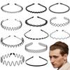 BOYIVI 12 Pieces Metal Headband for Men Adjustable Wavy Black Hair Band Non-slip Hair Hoop Unisex for Home, Outdoor, Sports and Yoga Accessories view 1