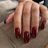 KXAMELIE Burgundy Coffin Nails - Long, Press On, Acrylic, Reusable 24 Pack Natural Thick False Nails view 1