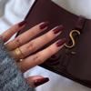 KXAMELIE Burgundy Coffin Nails - Long, Press On, Acrylic, Reusable 24 Pack Natural Thick False Nails view 3