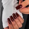 KXAMELIE Burgundy Coffin Nails - Long, Press On, Acrylic, Reusable 24 Pack Natural Thick False Nails view 4