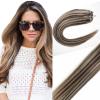 Yotty Micro Ring Loop Hair Extensions Human Hair Highlighted Blonde Silicone Micro Beads Link Remy Hair Extensions Thick Balayage Color P4/613 Medium Brown Mix Bleach Blonde 22inch 50g 50strands view 1