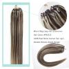 Yotty Micro Ring Loop Hair Extensions Human Hair Highlighted Blonde Silicone Micro Beads Link Remy Hair Extensions Thick Balayage Color P4/613 Medium Brown Mix Bleach Blonde 22inch 50g 50strands view 2