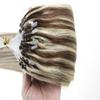 Yotty Micro Ring Loop Hair Extensions Human Hair Highlighted Blonde Silicone Micro Beads Link Remy Hair Extensions Thick Balayage Color P4/613 Medium Brown Mix Bleach Blonde 22inch 50g 50strands view 4