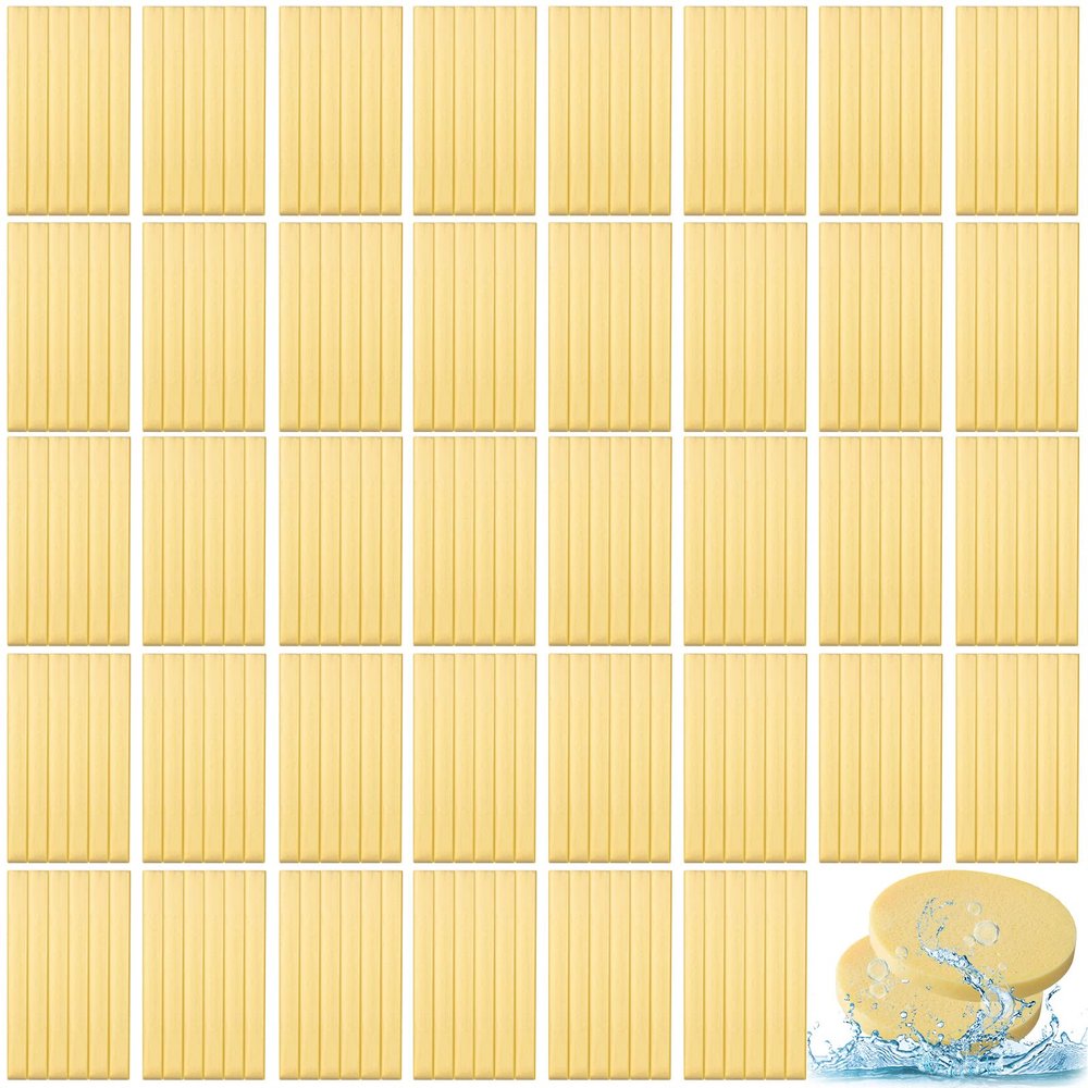 Foaincore 600 Pieces Compressed Facial Sponge Round Facial Sponge for Estheticians Face Sponges for Cleansing Face Wash Pads Disposable Sponges for Women Spa Exfoliating Cleansing(Yellow)