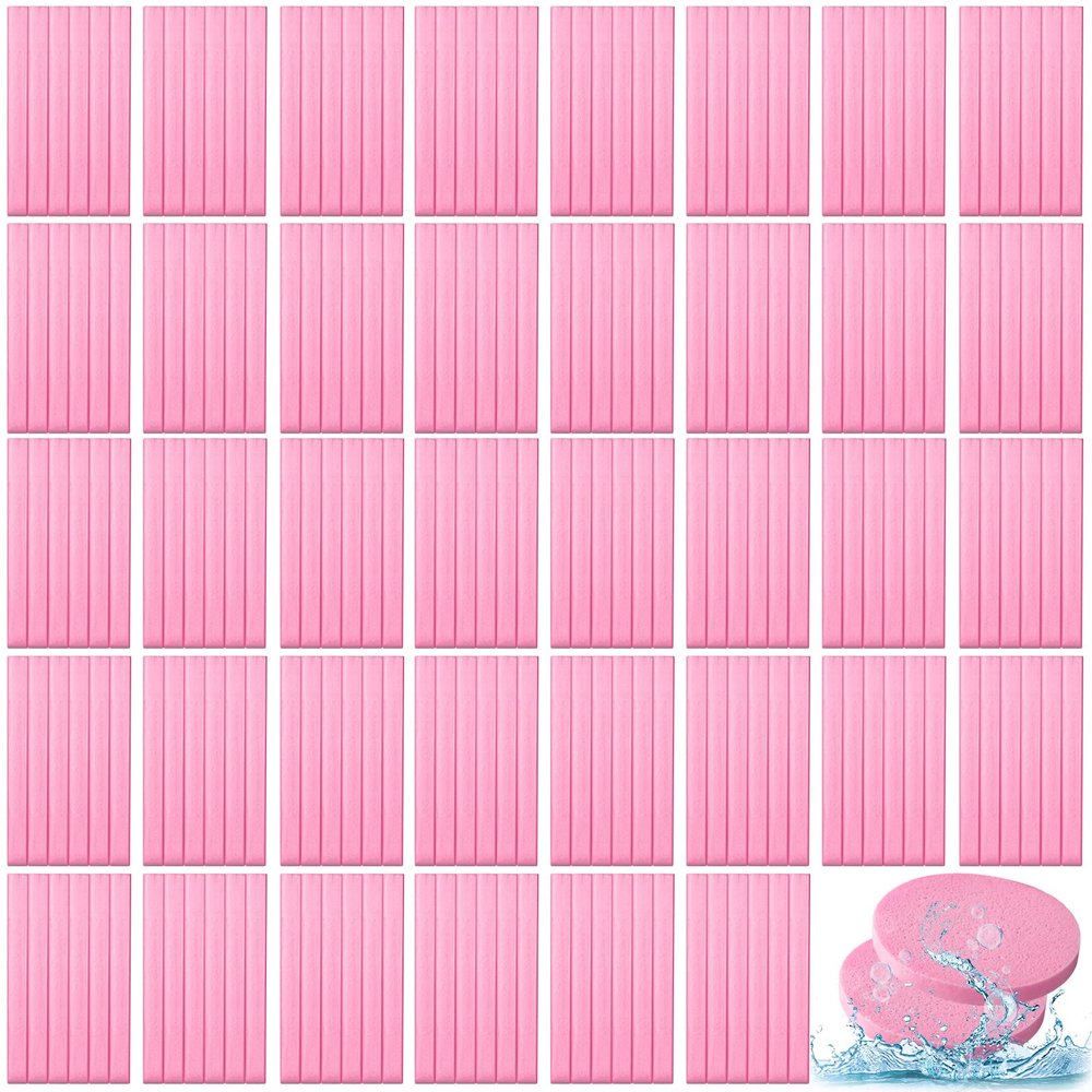 Foaincore 600 Pieces Compressed Facial Sponge Round Facial Sponge for Estheticians Face Sponges for Cleansing Face Wash Pads Disposable Sponges for Women Spa Exfoliating Cleansing(Pink)