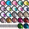 Duufin 22 Colors Nail Chrome Powder Pear Metallic Mirror Iridescent Aurora Nails Art Chrome Nail Powder with 22 Pcs Eyeshadow Sticks, 1g/Jar view 1