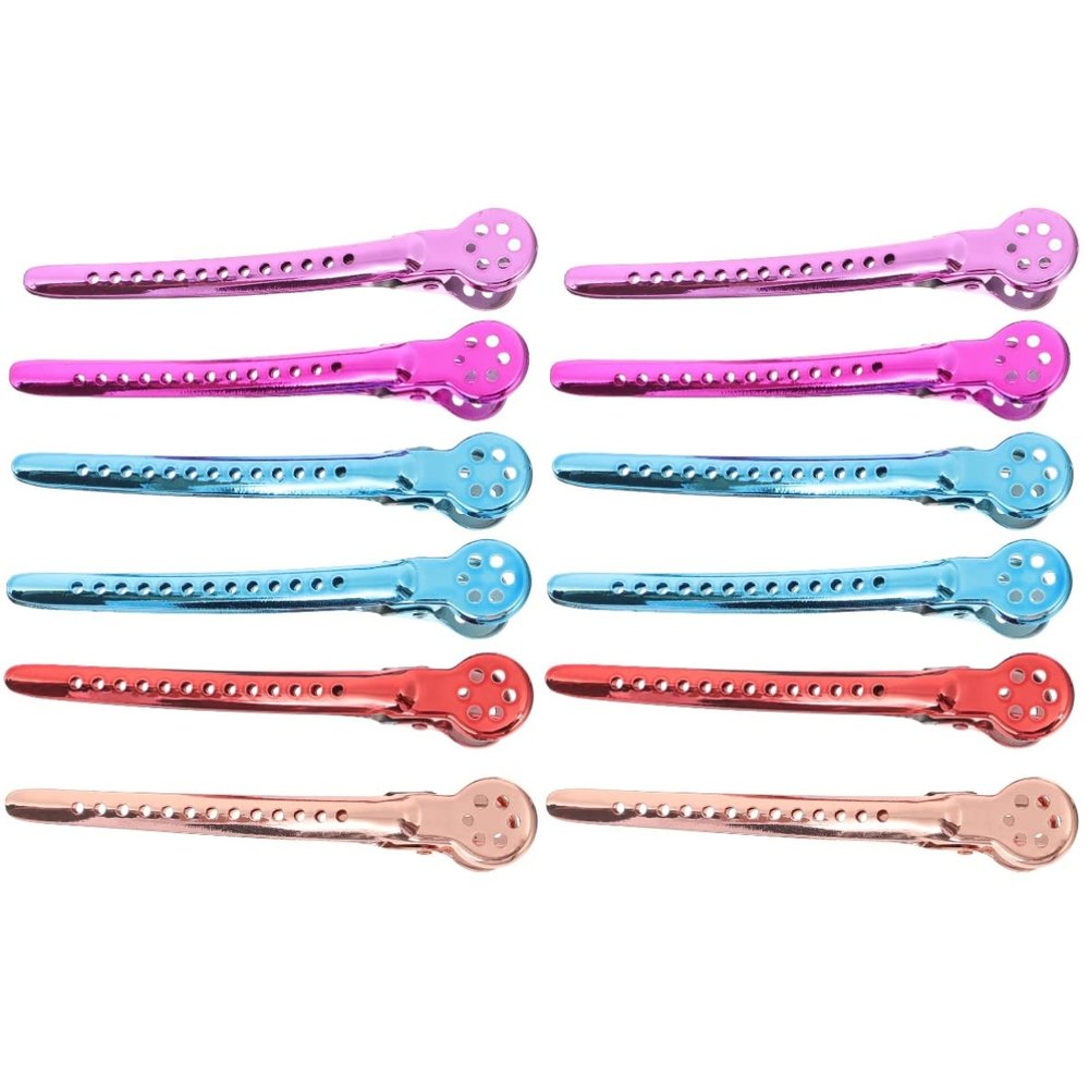 LALAFINA 12pcs Hair Sectioning Clips Professional Hair Cutting for Salon Use Design Lightweight Random Colors