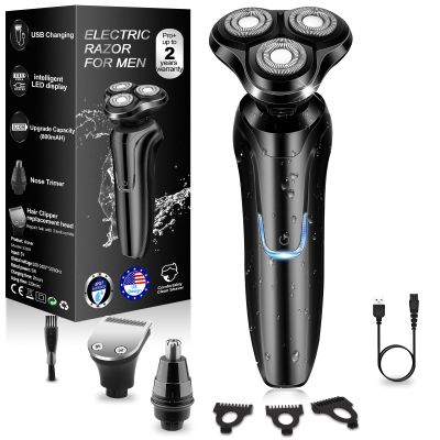 Electric Razor for Men, Men's Rotary Shavers, Waterproof, Wet and Dry Rechargeable Electric Shaver for Men's Faces with a Cordless and Floating Head,Portable Travel Razor,an Ideal Gift for Men