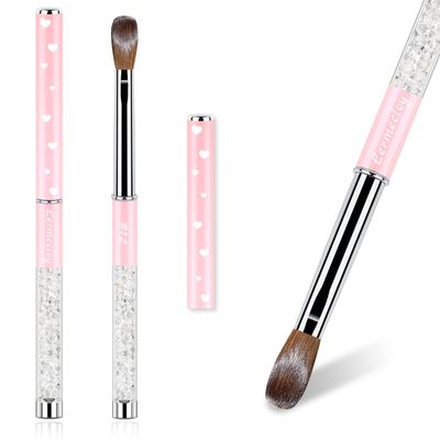 Christmas 100% Kolinsky Acrylic Nail Brush for Nails Size 12 Oval Crimped Shaped Nail Brushes for Acrylic Application Metal Handle Professional Nail Art Brush Manicure for Women for DIY Home Salon