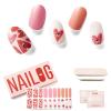 NAILOG Semi Cured Gel Nail Strips for Valentine's Day (20 Extra Long Stickers/Wraps) | Buy 2 Get 1 UV Lamp| Glossy & Long Lasting Soft Gel Finishing, Pink Gaze view 1