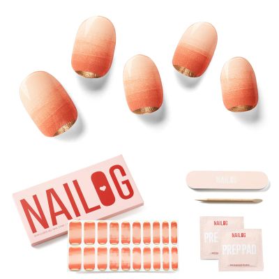 NAILOG Semi Cured Gel Nail Strips 20 Pcs French Tip Stickers | Buy 2 Get 1 UV Lamp | Extra Long Wraps With Glossy Finishing | Impasto