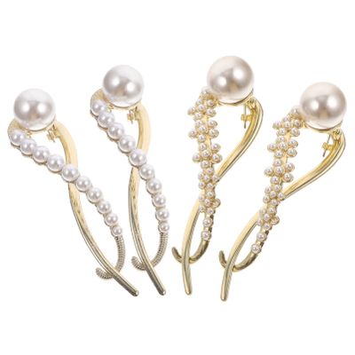 minkissy 2pcs Pearl Hair Clips Barrettes for Women Hair Pins Bridal Pin Decorative Clips