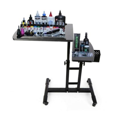 YIPONYT Tattoo Tray On Wheels, Portable Mobile Tattoo Workstation with Universal Wheels, 65-97cm Height Adjustable, Salon Cart Hairstylist Mobile Display Stand