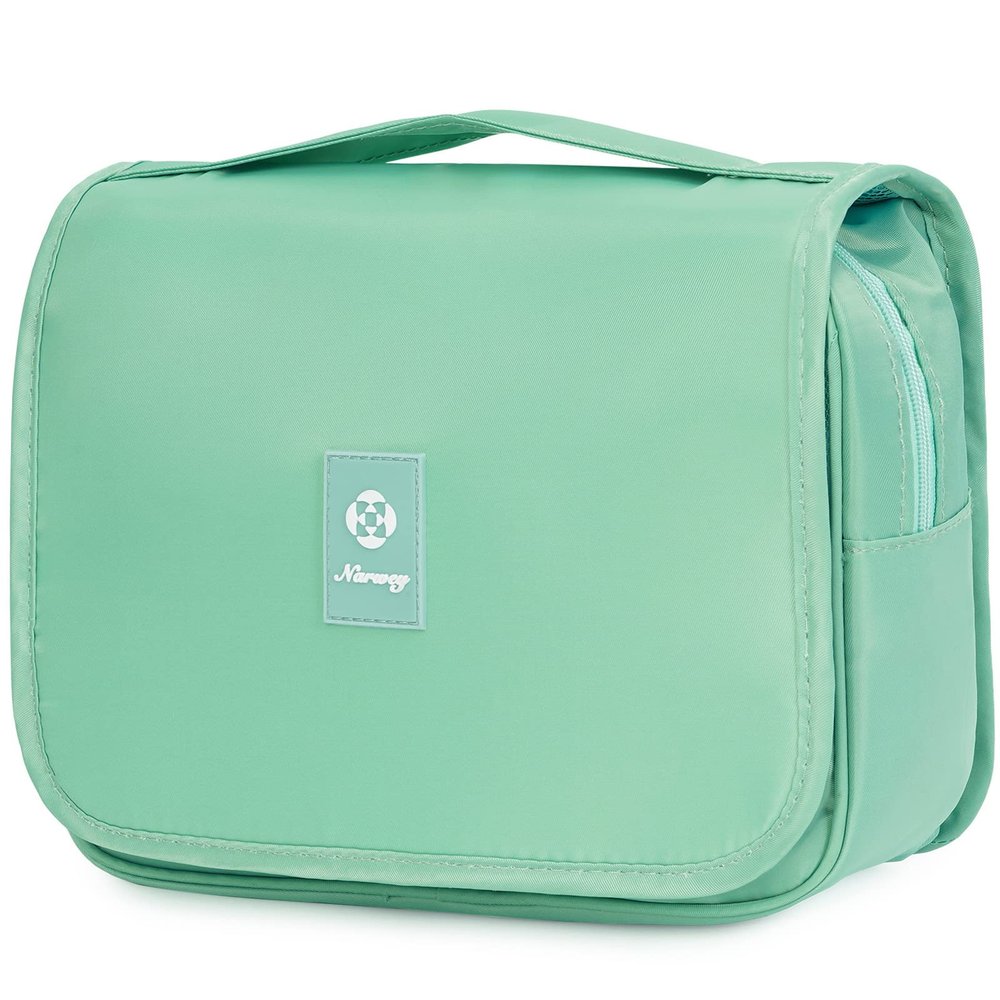Narwey Small Hanging Travel Toiletry Bag for Women, Travel Bag for Toiletries, Makeup Bag Organizer Make Up Bags Cosmetic Bags for Girls (Green)