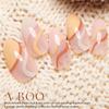 Press On Short Almond Nails - Swirl French Tips Medium Fake Nails With Glue Orange Beige Peach Lines False Design Acrylic Reusable Full Cover Kits view 2