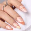 Press On Short Almond Nails - Swirl French Tips Medium Fake Nails With Glue Orange Beige Peach Lines False Design Acrylic Reusable Full Cover Kits view 4