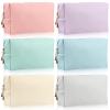 Jexine 6 Pcs Small Preppy Makeup Bag Leather Zipper Cosmetic Bag Water Resistant Versatile Makeup Pouch Travel Cosmetic Organizer Portable Toiletry Bag Daily Storage Beauty Bag for Women Gift view 1
