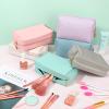 Jexine 6 Pcs Small Preppy Makeup Bag Leather Zipper Cosmetic Bag Water Resistant Versatile Makeup Pouch Travel Cosmetic Organizer Portable Toiletry Bag Daily Storage Beauty Bag for Women Gift view 4