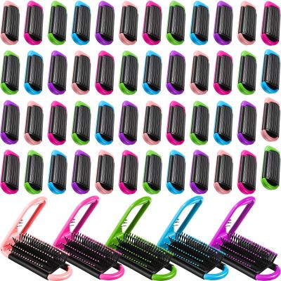 Nuogo 50 Pcs Travel Hair Brushes with Mirror, Foldable Portable Travel