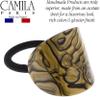 Camila Paris CP2967 French Hair Ponytail Holders Ties, Oval, Handmade, Green, Strong Hold Grip Elastic Band Hair Clips for Women, No Slip Soft Flexible Styling Girls Hair Accessories, Made in France view 4